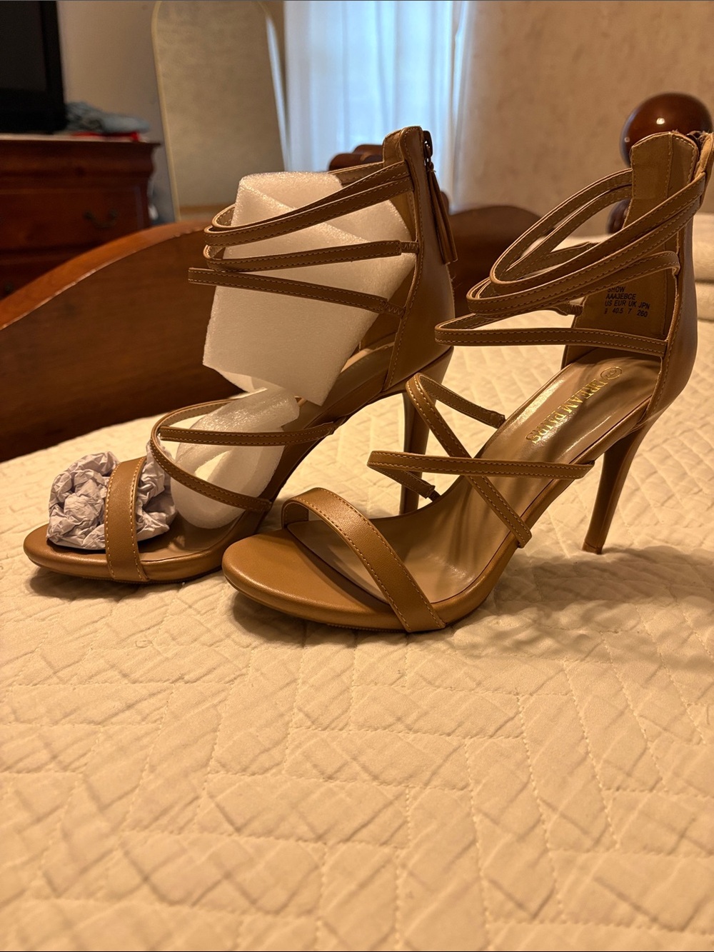 Dream Pairs Tan Strappy High Heel Sandals